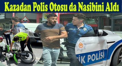 Akçakoca’da Trafik Kazasında Plakasız Motorsiklet Sürücüsü Polis Otosuna Çarptı